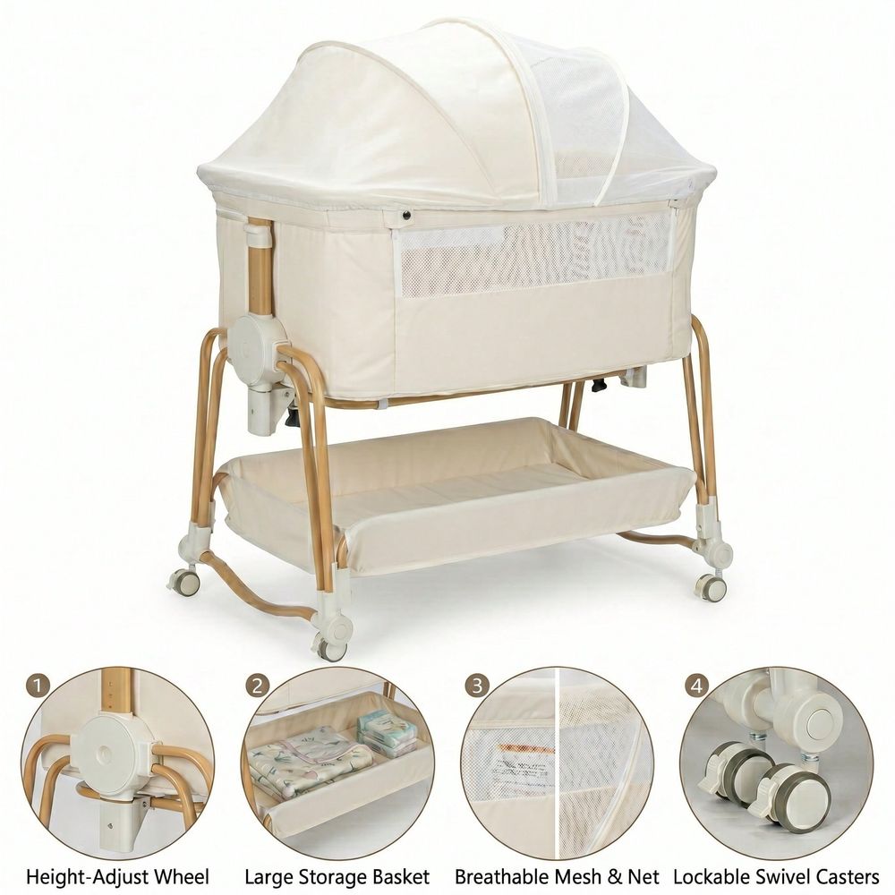 Bassinet Bedside Sleeper - Baby Bassinet For Boys Girls,7 Levels