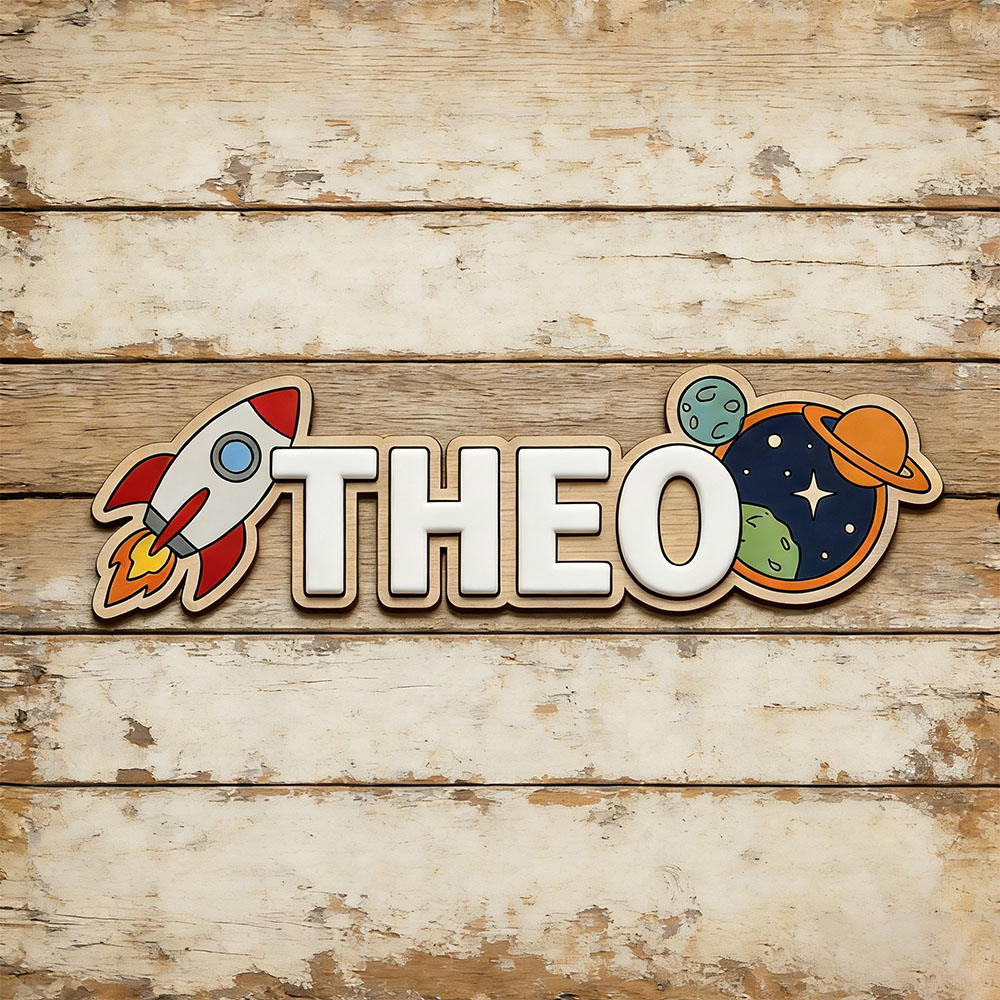 Baby Nursery Needs - Personalized Space Rocket Name Sign for