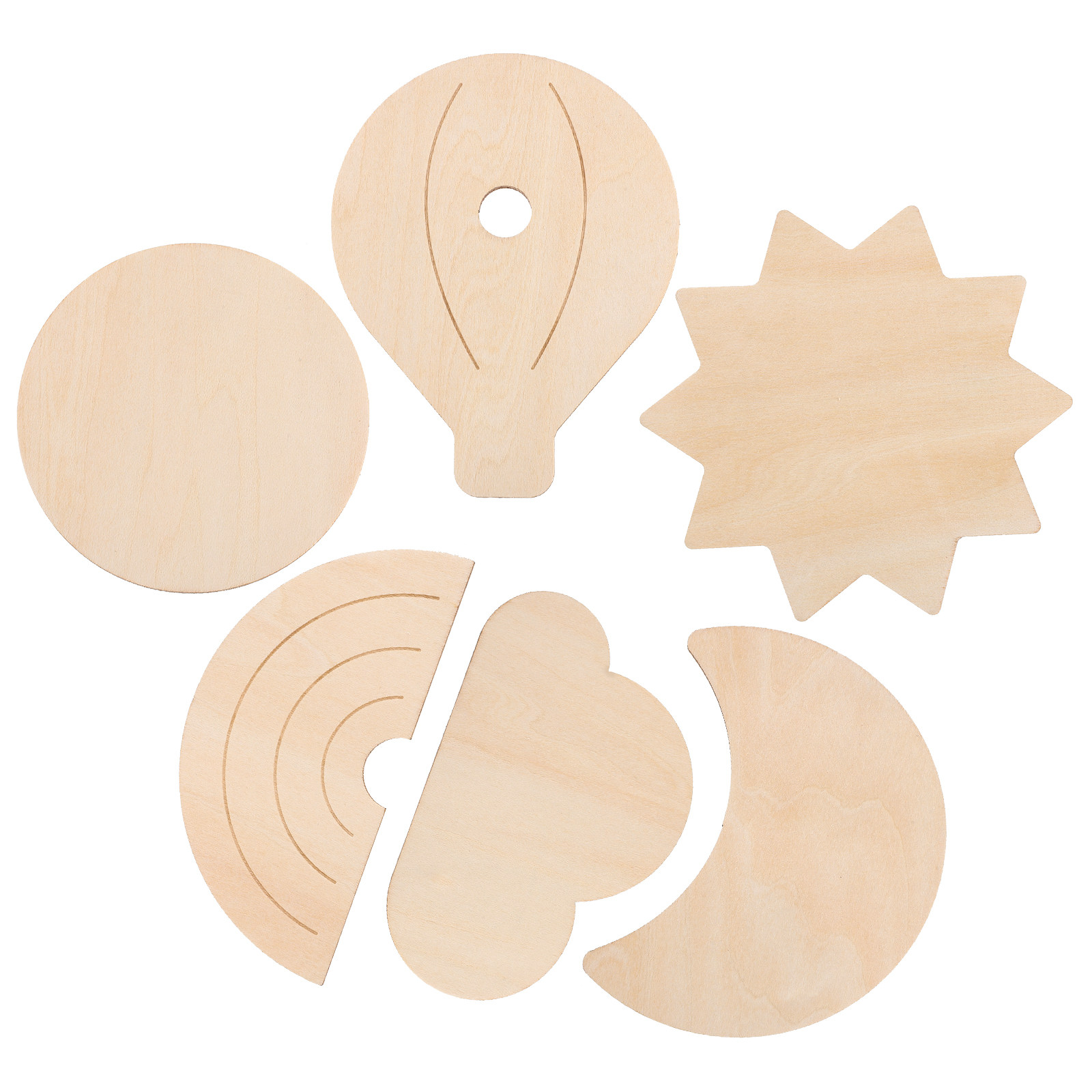 Baby Nursery Hot Air Balloon Theme - 6Pcs Wooden Hot Air Balloon Wall