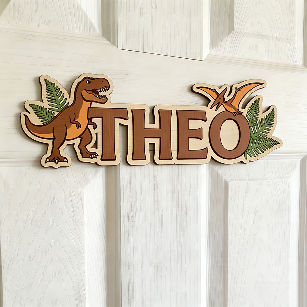 Baby Nursery Ideas - Personalized Dinosaur Name Sign for The