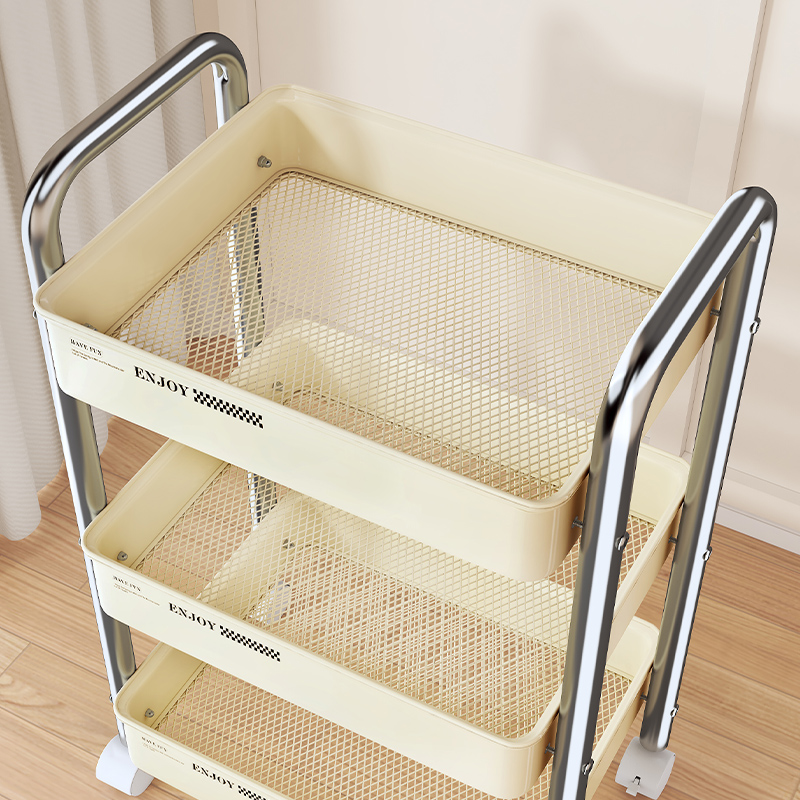 Baby Nursery Bookshelf - Multifunctional Rolling Cart Storage Organizer for