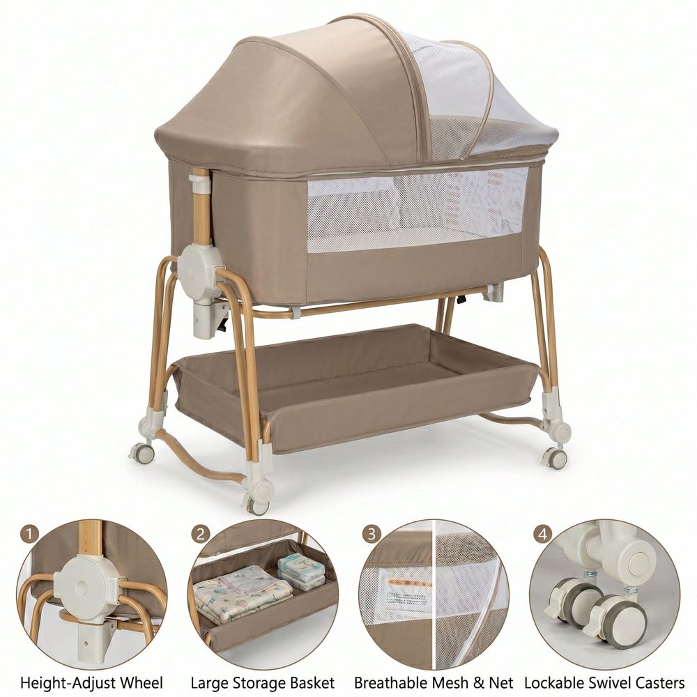 Bassinet Bedside Sleeper - Baby Bassinet For Boys Girls,7 Levels