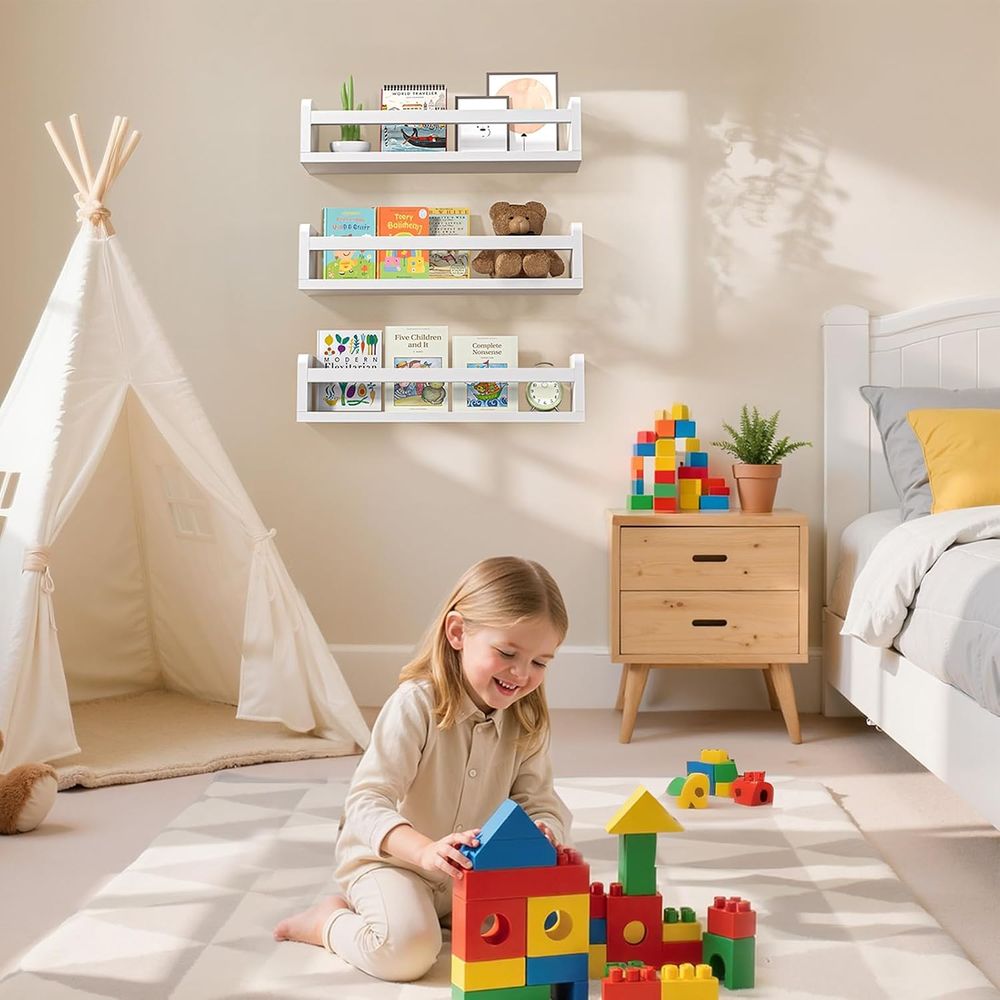 White Wooden Baby and Kids Boo - Baby Nursery Bookshelf 评论和价格