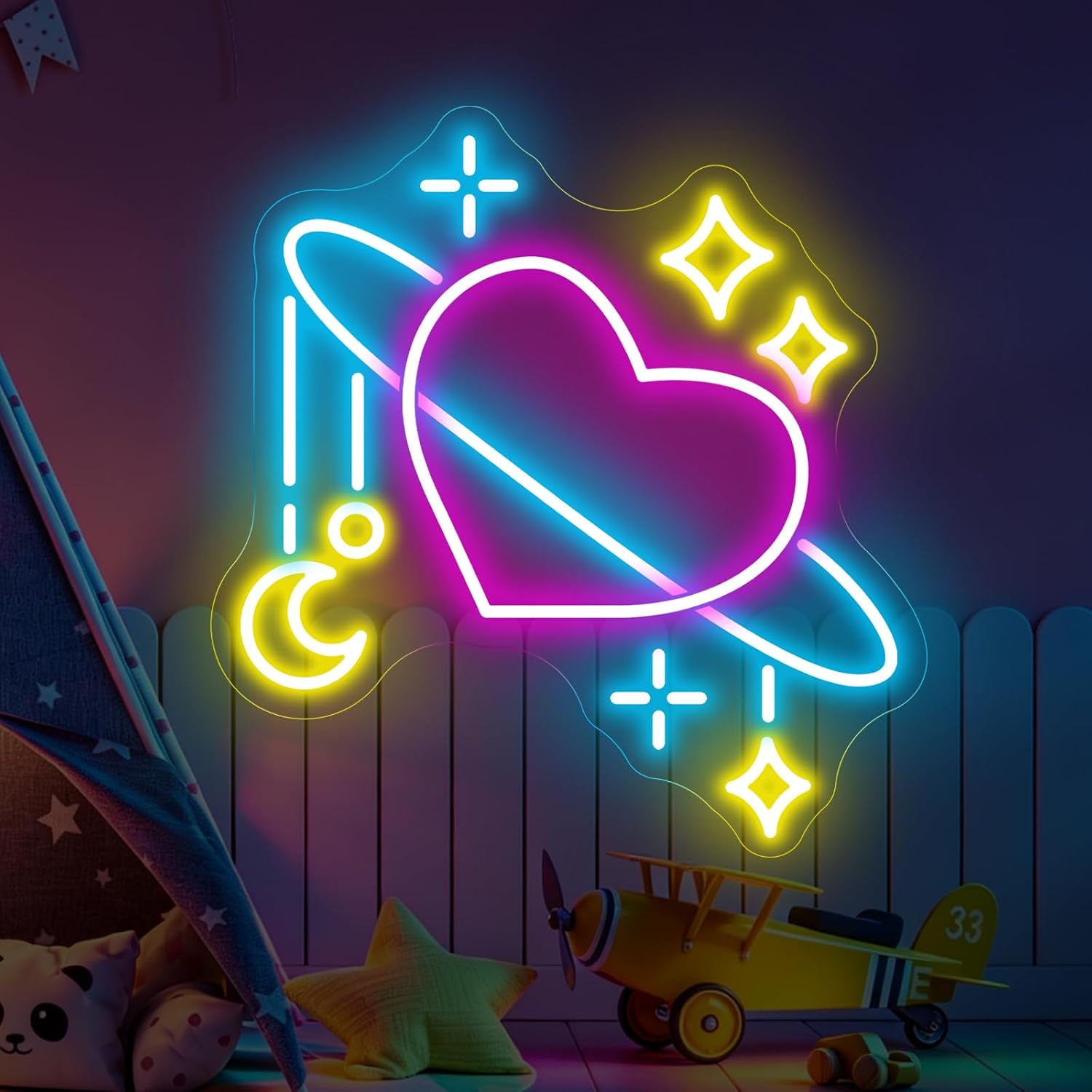 Space Planet Neon Sign LED Neo - Baby Nursery Wall Lights 评论和价格