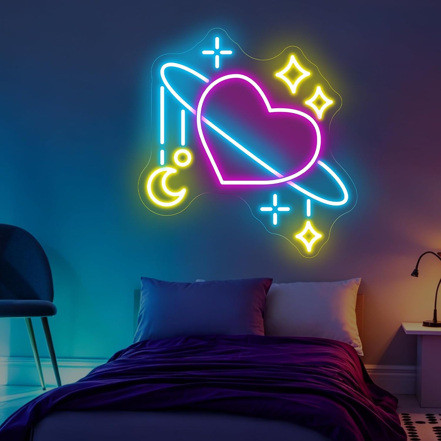 Space Planet Neon Sign LED Neo - Baby Nursery Wall Lights 评论和价格