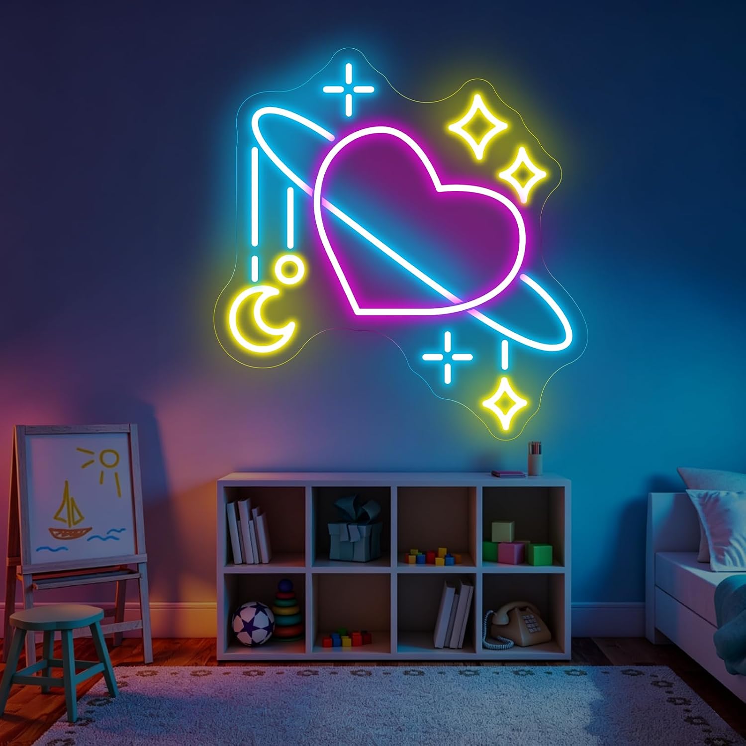 Space Planet Neon Sign LED Neo - Baby Nursery Wall Lights 评论和价格