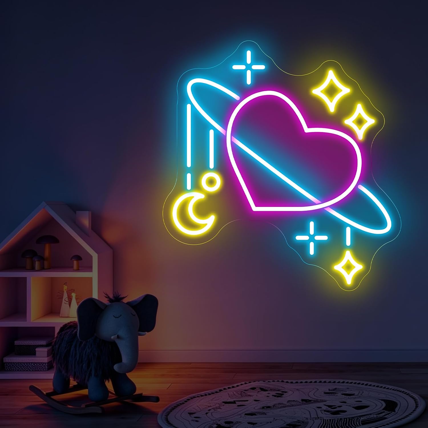Space Planet Neon Sign LED Neo - Baby Nursery Wall Lights 评论和价格