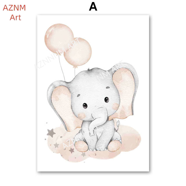 Elephant Balloon Rainbow Moon  - Baby Nursery Wall Art 评论和价格