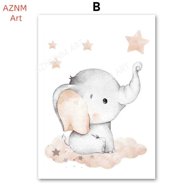 Elephant Balloon Rainbow Moon  - Baby Nursery Wall Art 评论和价格