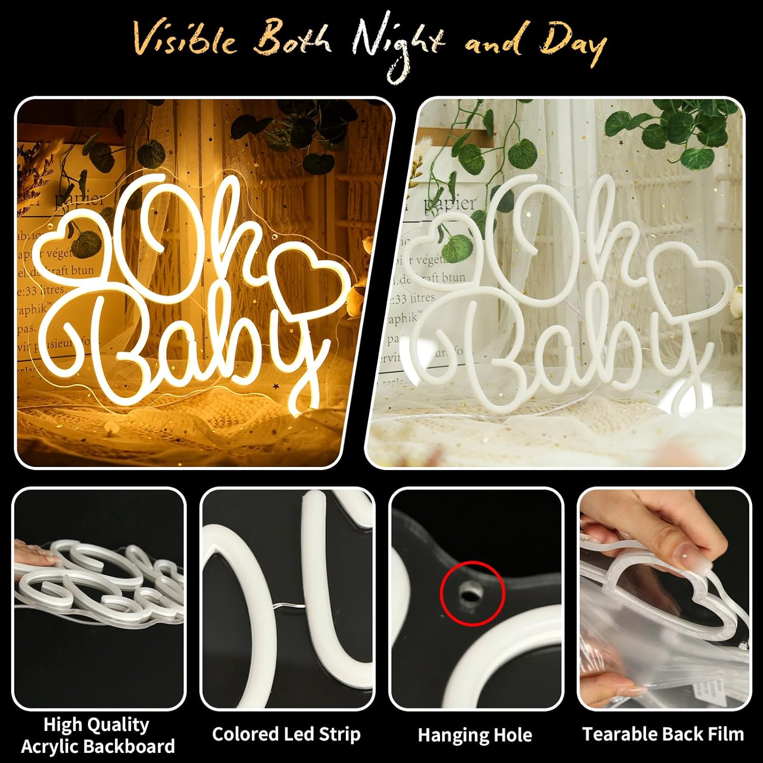 Oh Baby Neon Sign LED Marquee  - Baby Nursery Wall Lights 评论和价格