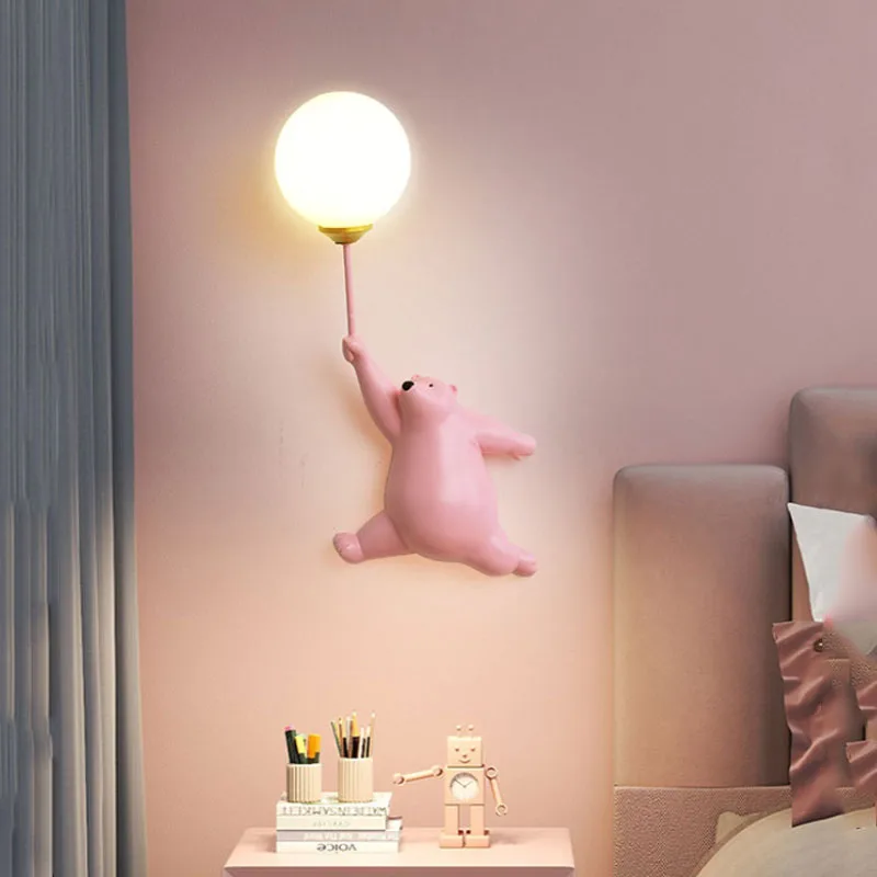 Cartoon Polar Bear LED Sconce  - Baby Nursery Wall Lights 评论和价格