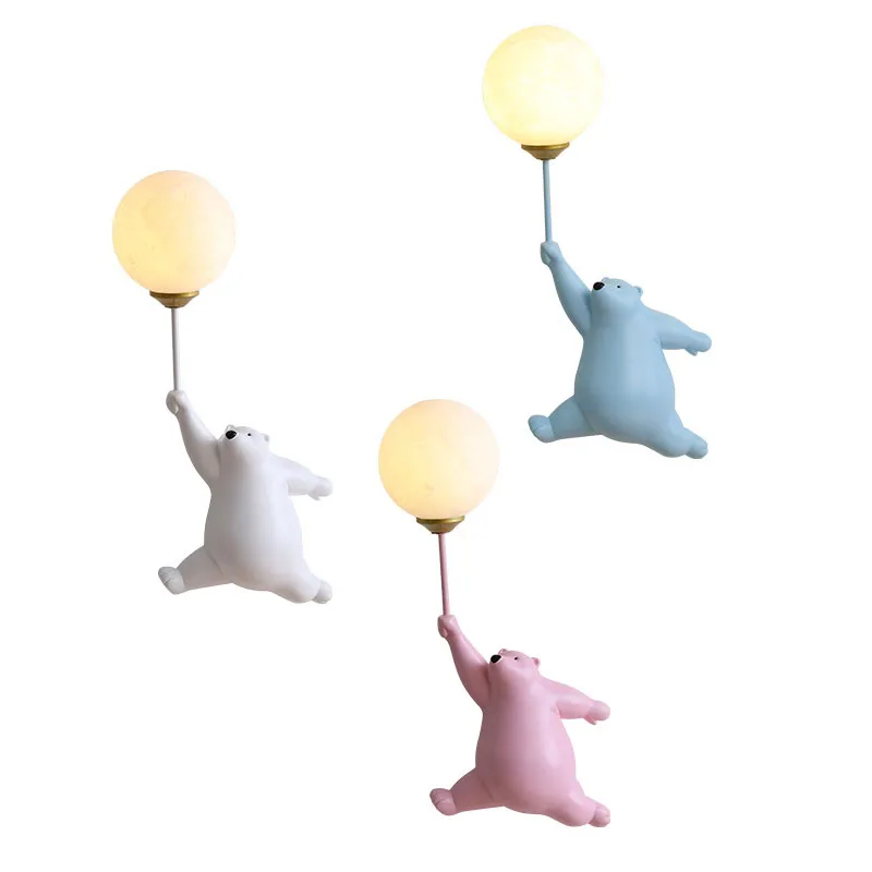 Cartoon Polar Bear LED Sconce  - Baby Nursery Wall Lights 评论和价格