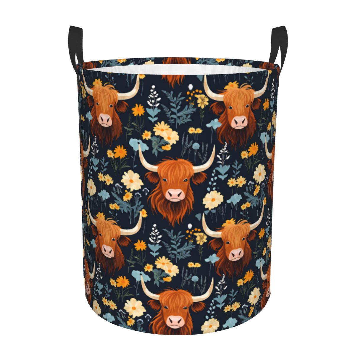 Floral Highland Cows Laundry B - Laundry Hamper Nursery 评论和价格