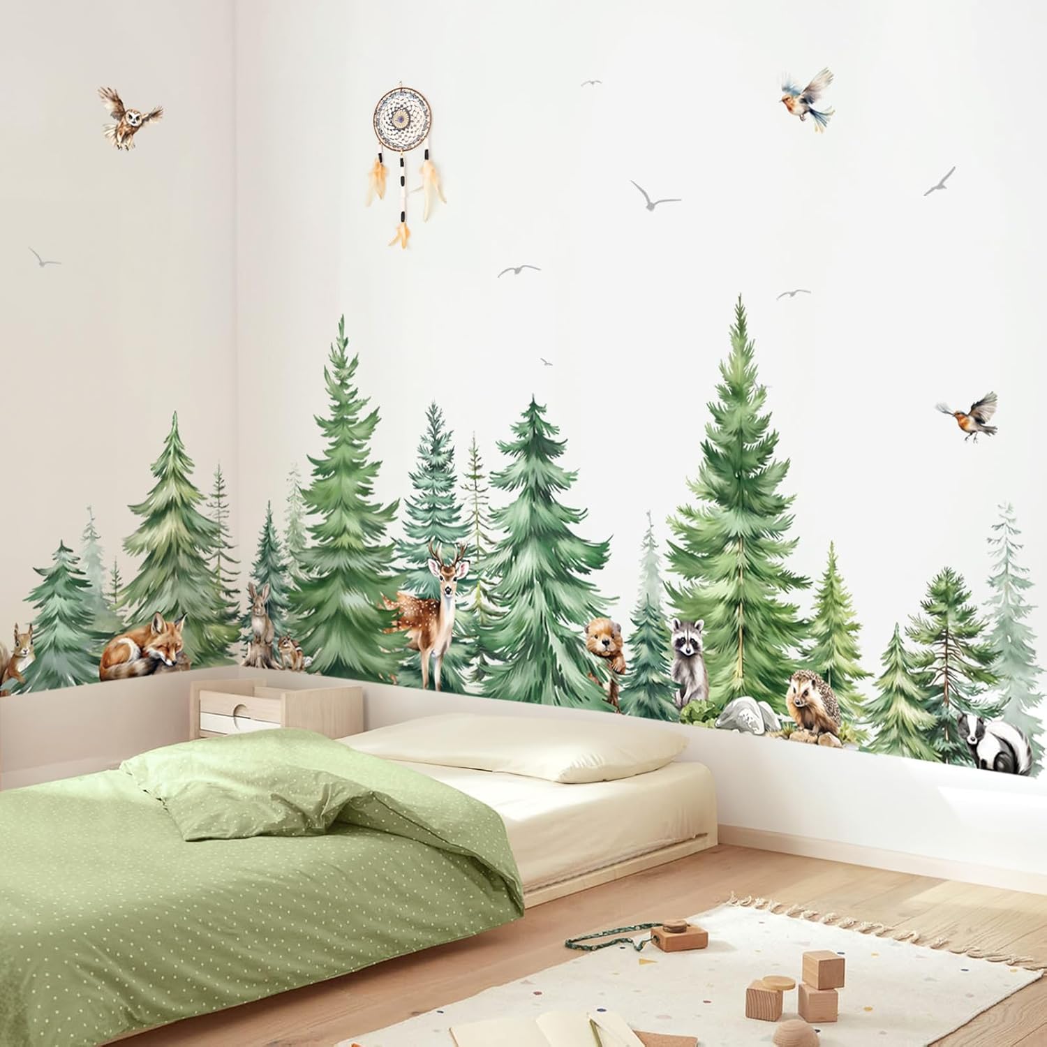 Large Watercolor Pine Tree Ani - Baby Nursery Package 评论和价格