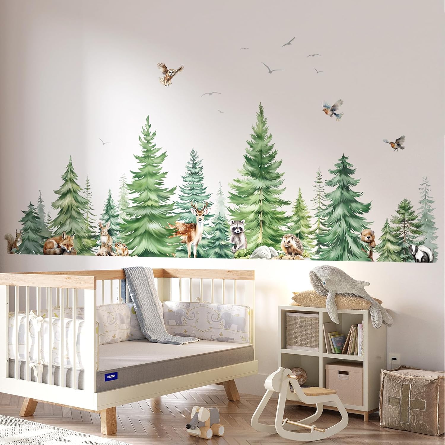 Large Watercolor Pine Tree Ani - Baby Nursery Package 评论和价格