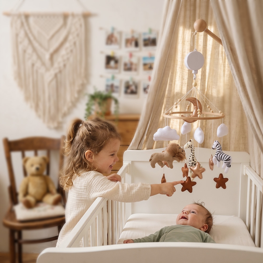 Wooden Bed Bell Baby Crib Mobi - Baby Nursery Music 评论和价格