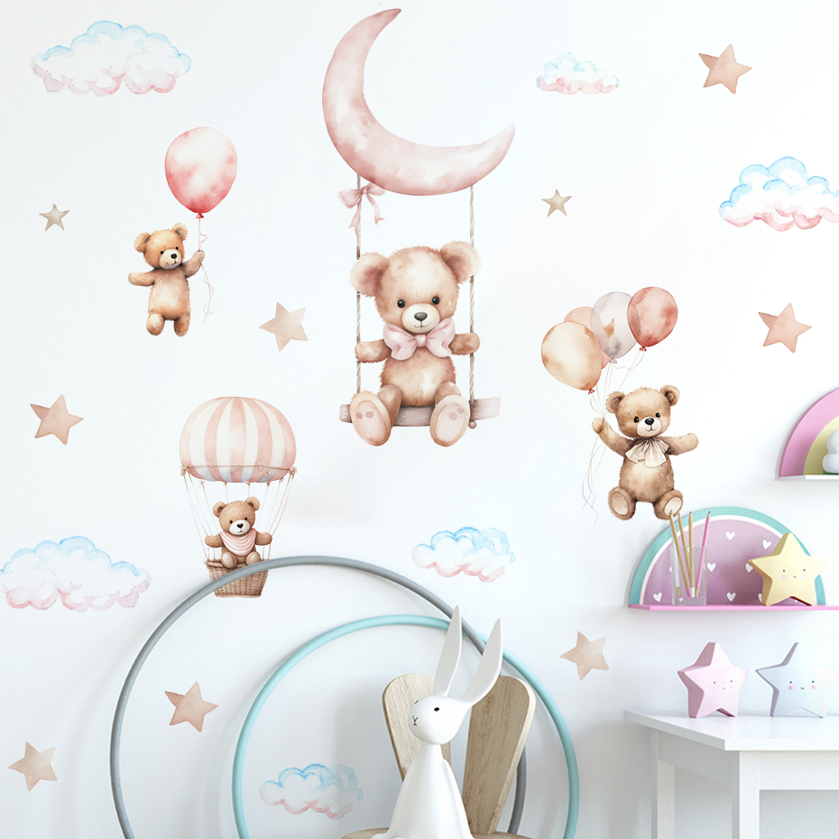 Watercolor Bear Hot Air Balloo - Baby Nursery Package 评论和价格