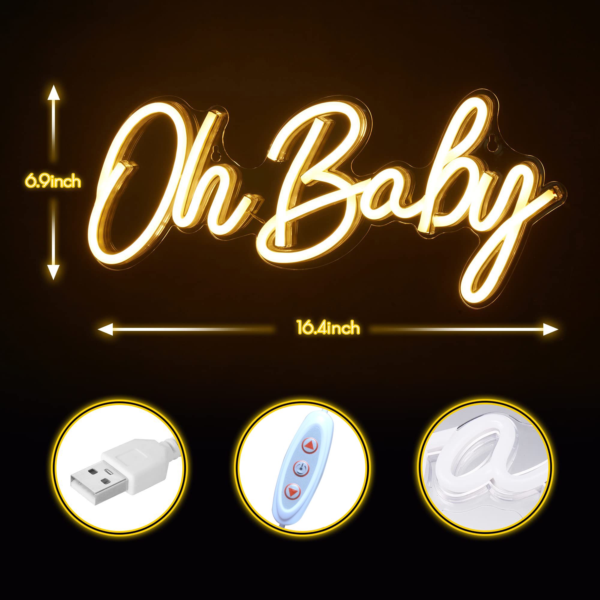 Oh Baby Neon Sign USB Dimmable - Baby Nursery Wall Lights 评论和价格