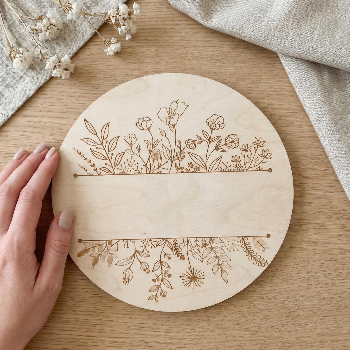 Personalized Floral Round Wood - Baby Nursery Decorations 评论和价格