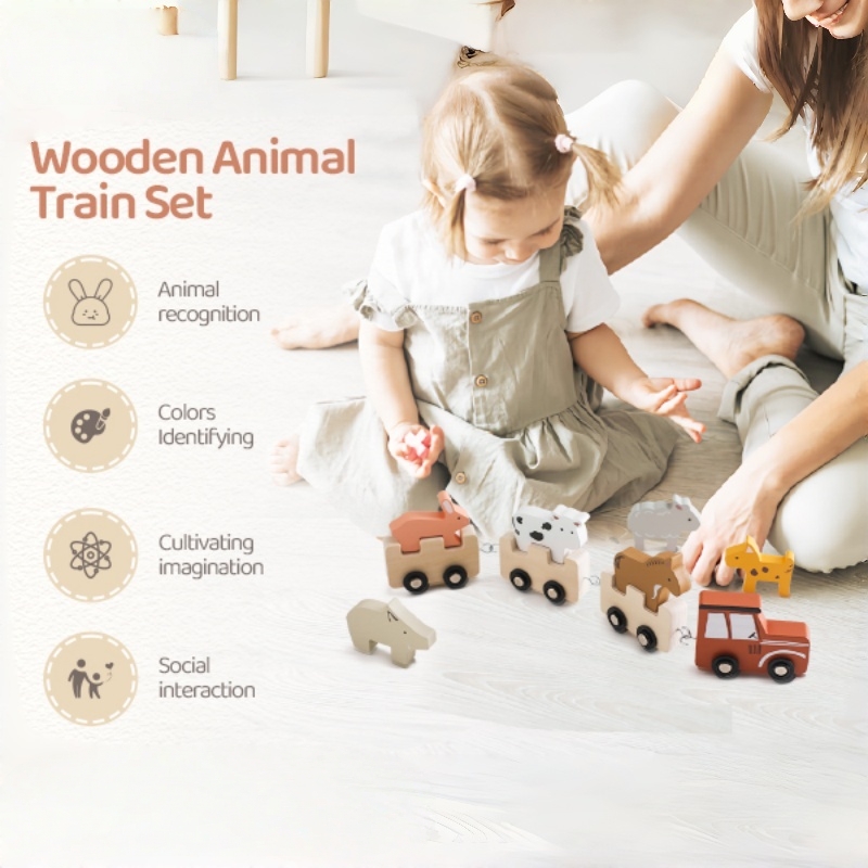 Colorful Wooden Push Train Toy - Baby Nursery Music 评论和价格