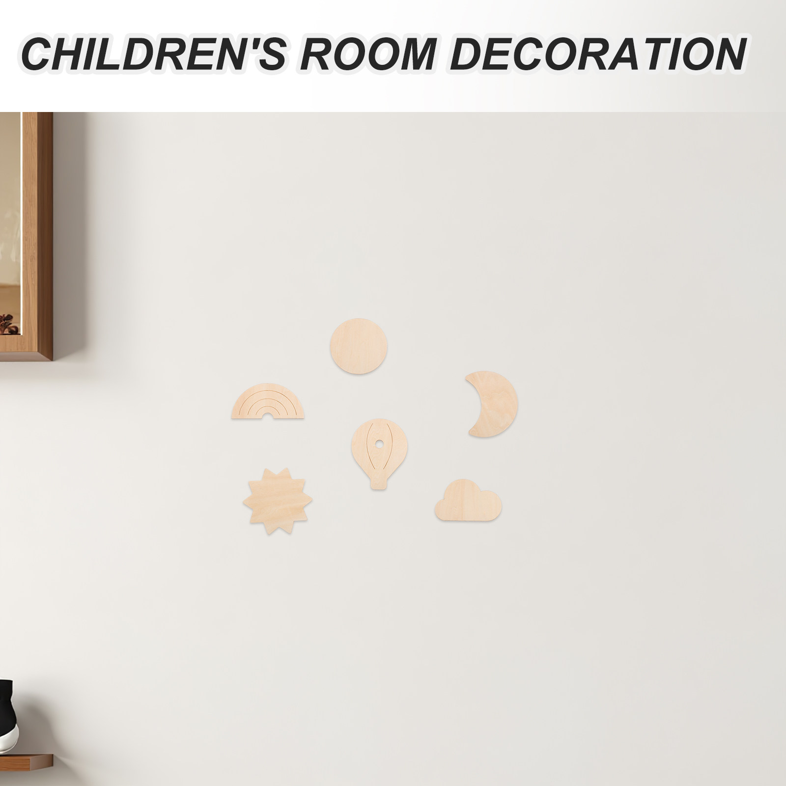6Pcs Wood Wall Stickers Hot Ai - Baby Nursery Hot Air Balloon Theme 评论和价格