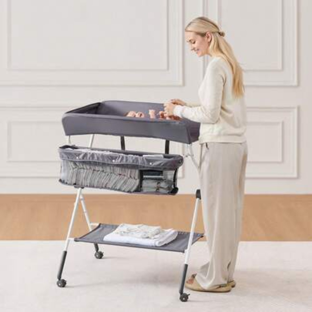Foldable Baby Changing Table w - Baby Nursery Shelf 评论和价格