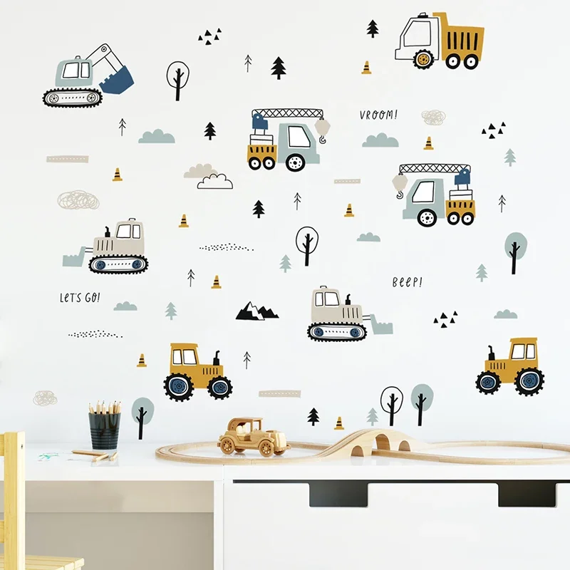 Hand Drawn Cute Cars Cargo Tru - Baby Nursery Needs 评论和价格