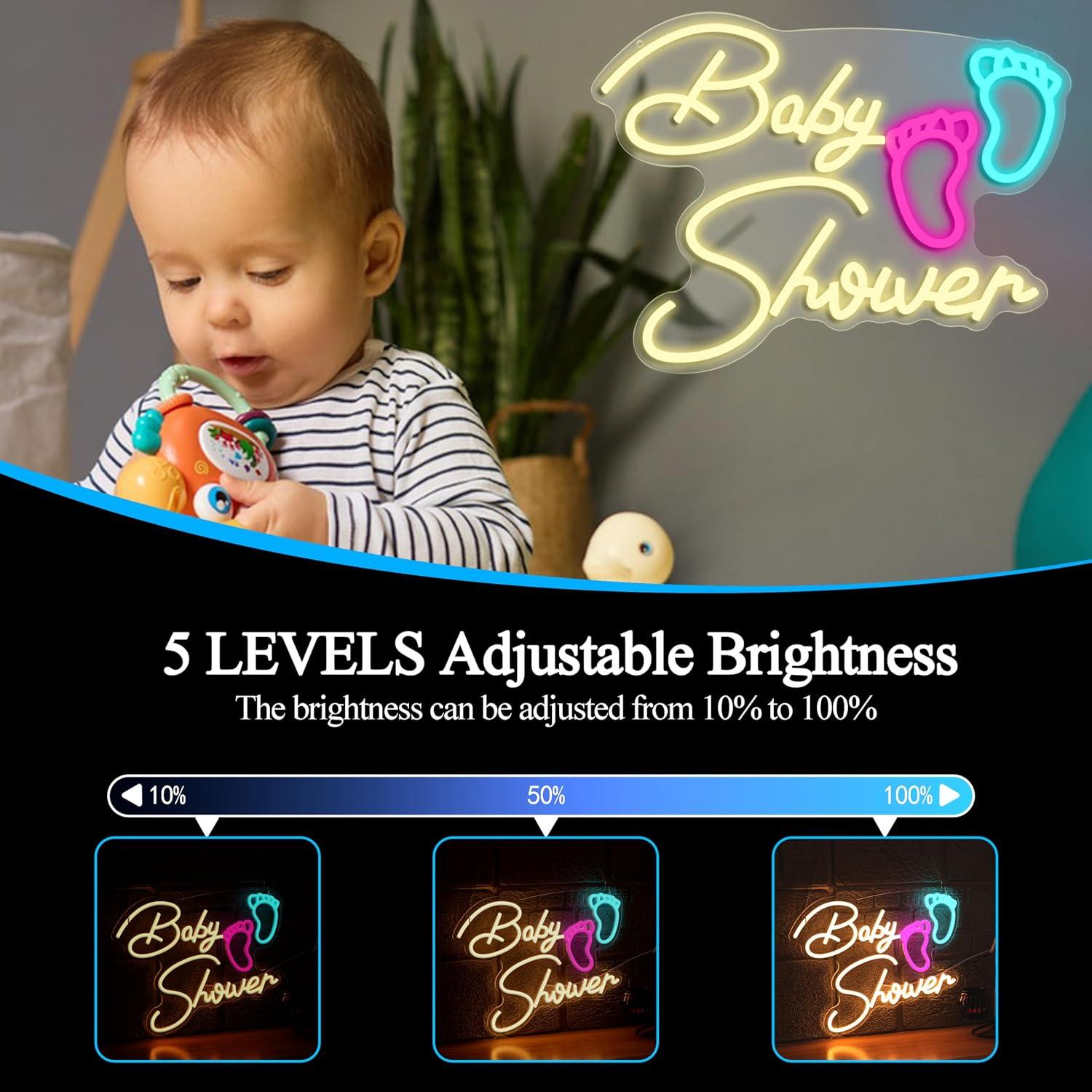 Baby Shower Neon Sign USB Dimm - Baby Nursery Wall Lights 评论和价格