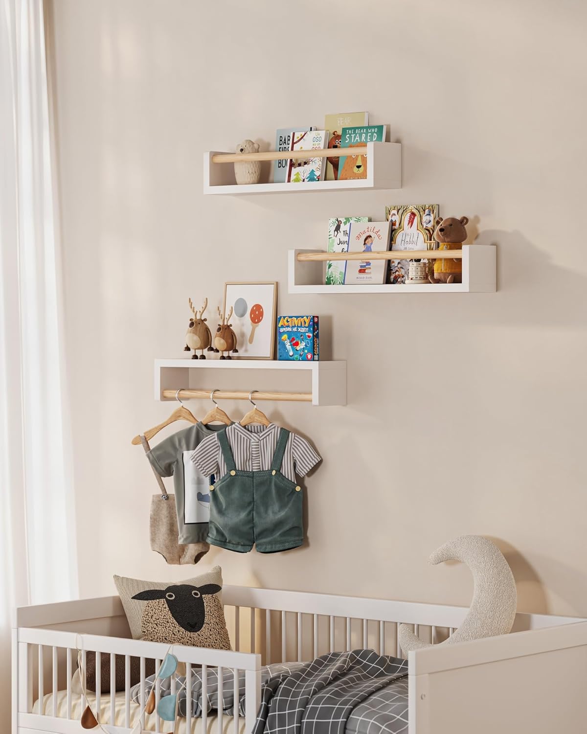 Set of 3 floating nursery book - Baby Nursery Bookshelf 评论和价格