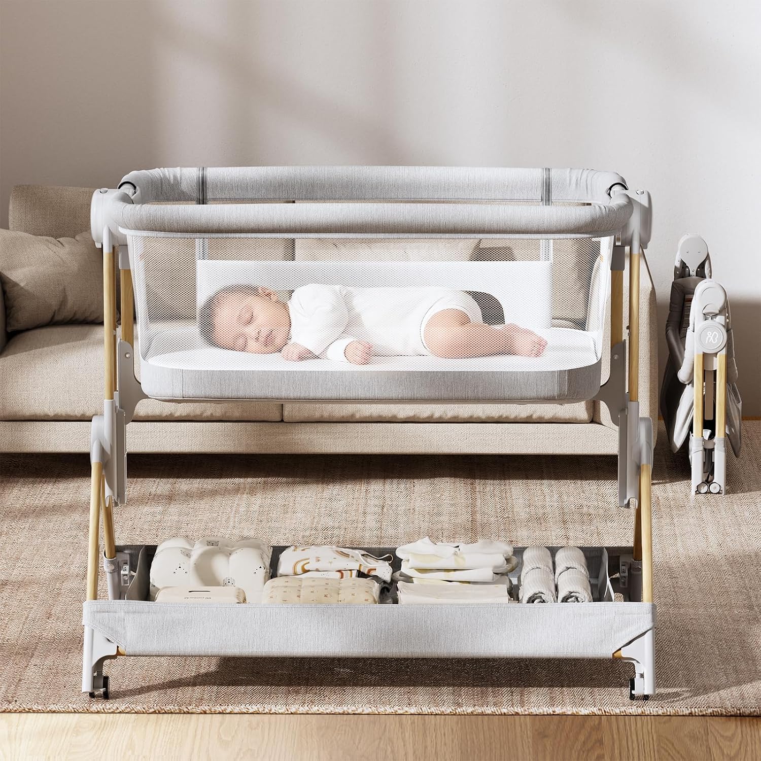 3 In 1 Bedside Crib One Click  - Bassinet Bedside Sleeper 评论和价格